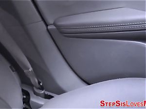 Stepteen gives fellatio in car